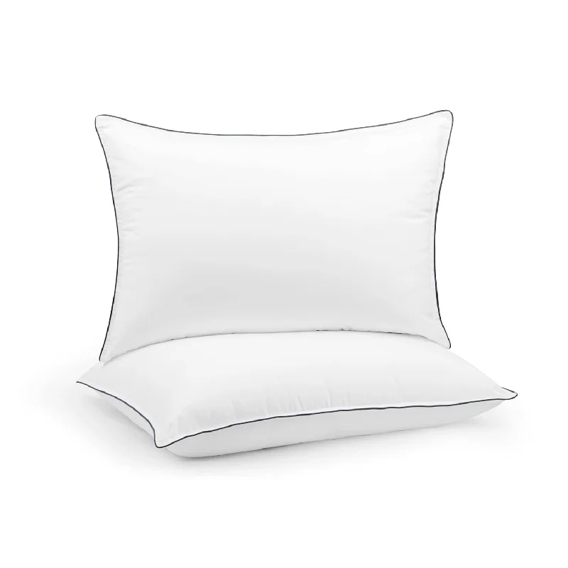 Pillow with sold-out status-Down Alternative Pillows With Grey Piping, King Size Pillows Set Of 2, Bed Pil