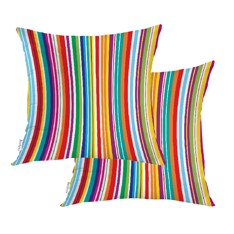 Pillow with recyclable benefits-Etro Multicolor Stripes Throw Pillow Covers,Colorful Stripes Bright Stylish Cu