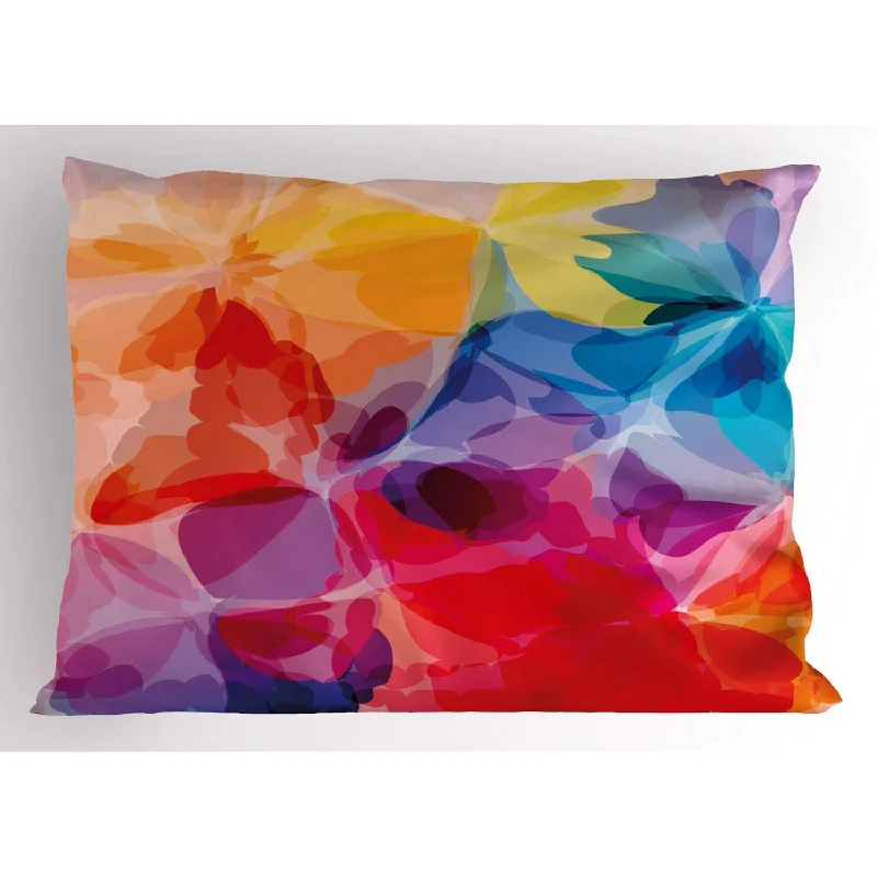 Pillow for bedroom reviews-Floral Pillow Sham, Vibrant Colors Abstract Creative Watercolor Style Flower P