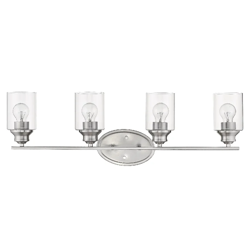 Four Light Silver Wall Light with Clear Glass Shade