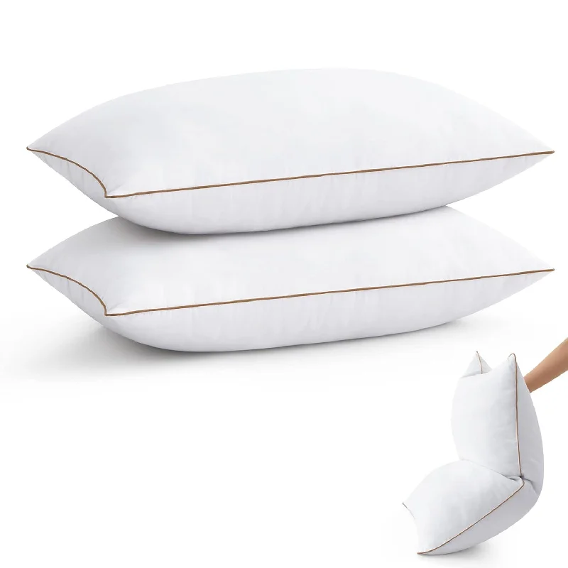 Pillow for headache relief-® Goose Feathers Down Pillows Standard Size Set Of 2, Soft Fluffy Hotel Pillow