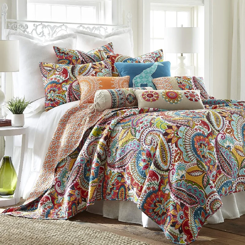 Pillow with kapok fill-Home Rhapsody Quilt Set - King Quilt + Two King Pillow Shams - Paisley In Yell