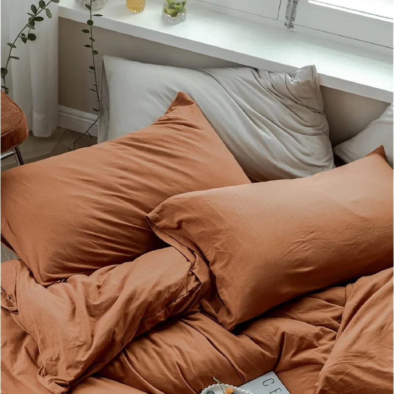 Pillow with bamboo cover-Jersey Knit Pillow Cases Set Of 2 - Burnt Orange Pillowcases Queen Pillow Case