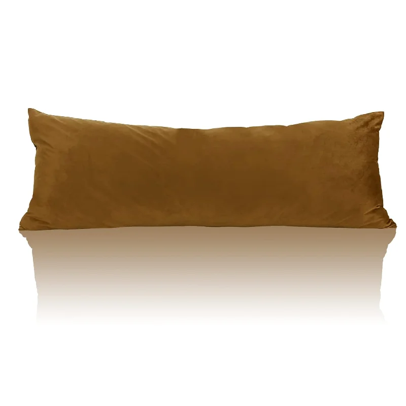 Pillow with low maintenance-Luxury Bed Body Pillowcase, Gold Brown Velvet Retro Decor For Living Room Couc