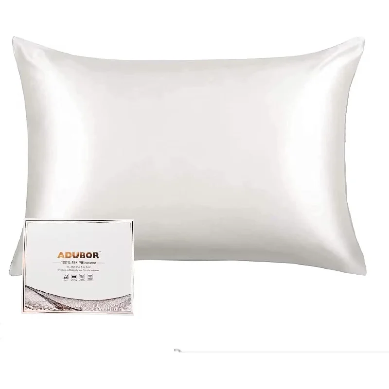 Pillow with mildew-resistant-Mulberry Silk Pillowcase For Hair And Skin With Hidden Zipper, Both Side 23 Mo