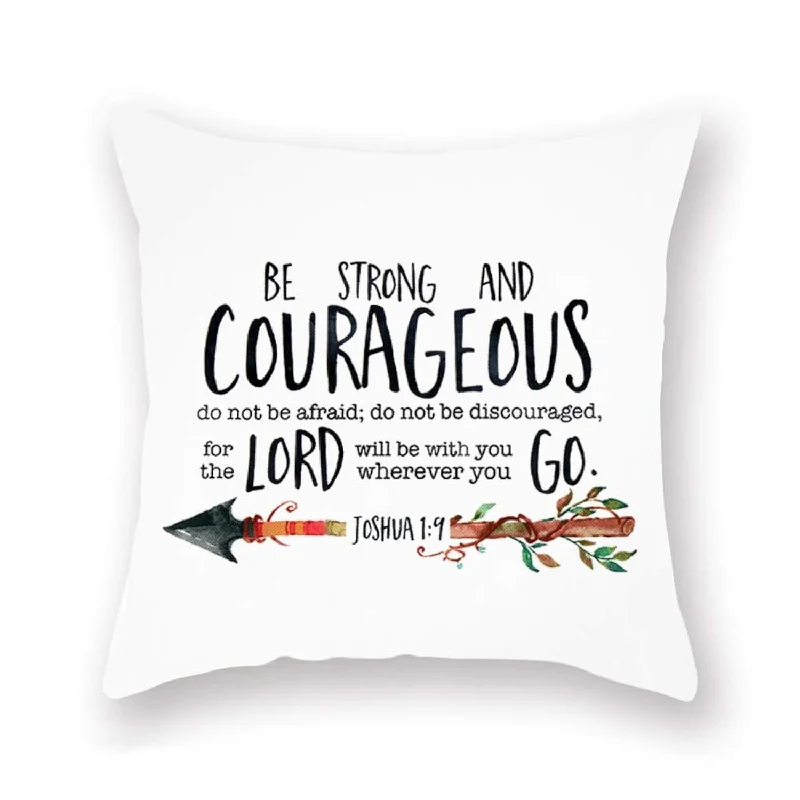 Pillow with trending benefits-Pillow Cases Christian Bible Joshua 1 9 With Courageous Inspirational Quotes T