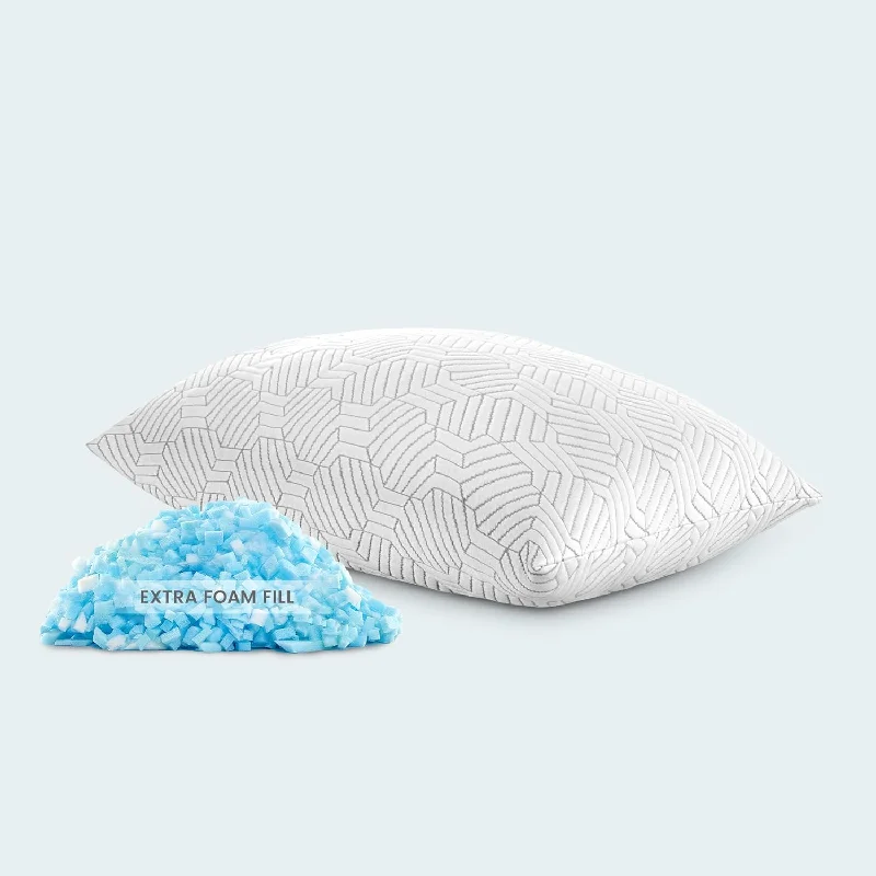 Pillow with warming effect-Queen Size Shredded Memory Foam Bed Pillow For Sleeping, Removable Cooling Cov