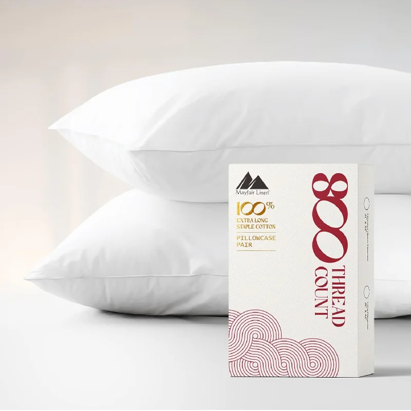 Pillow with pressure relief benefits-Queen / Standard Size Pillow Cases Set Of 2 - 100% Cotton Pillowcases, Natural