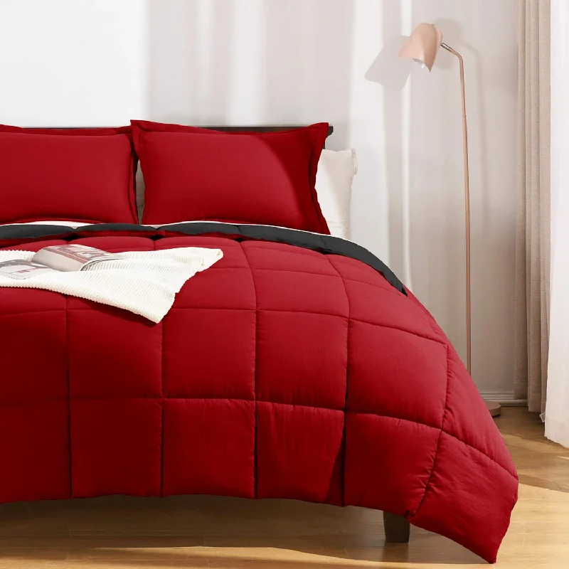 Pillow with Asian influence-Red Twin Comforter Set - Lightweight Down Alternative Comforter With 1 Pillow