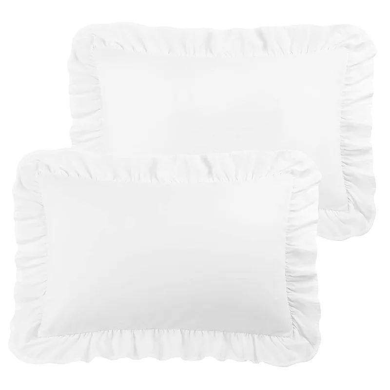 Pillow with local craftsmanship-Ruffled Pillow Shams Set Of 2, Soft Breathable Pillow Covers With Envelope Clo