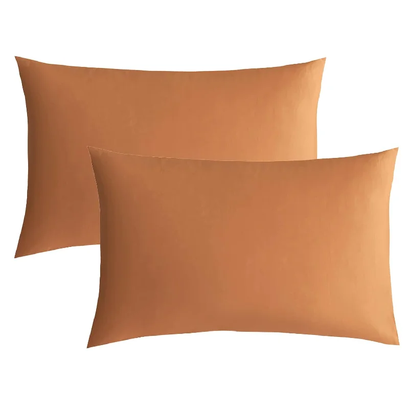 Pillow with thrift store-Rust 100% Washed Cotton King Pillowcases Set, 2 Pack Soft Breathable Pillow Co