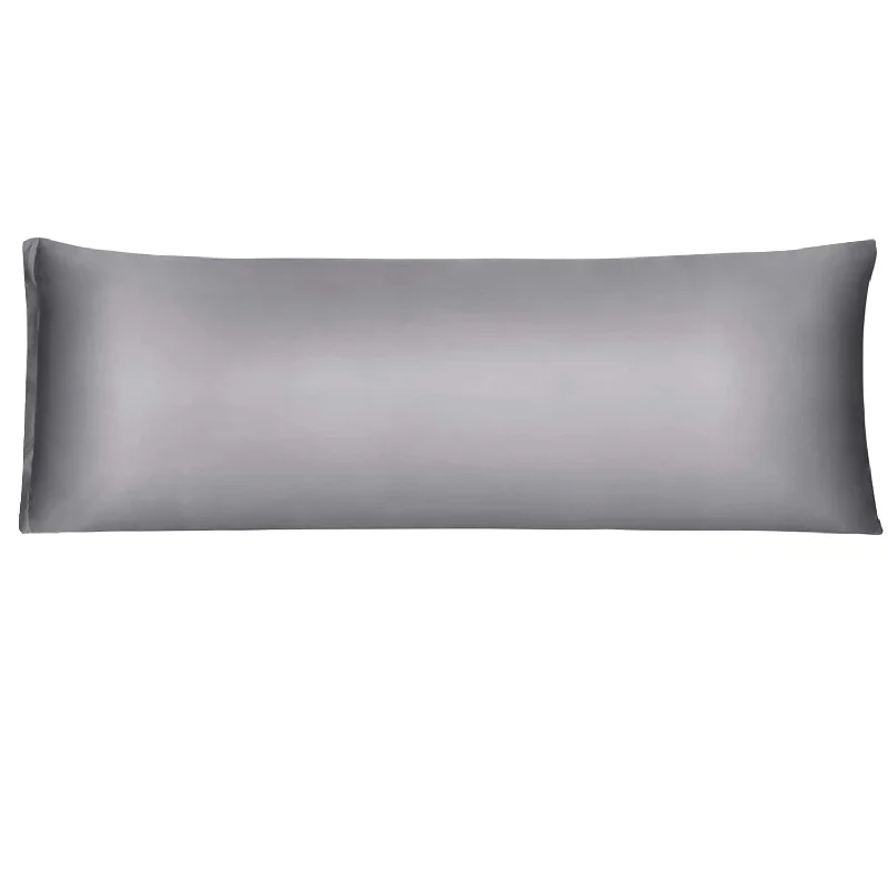 Pillow with shredded benefits-Satin Body Pillow Case, Grey Silky Body Pillowcases For Hair And Skin, 21X60 L