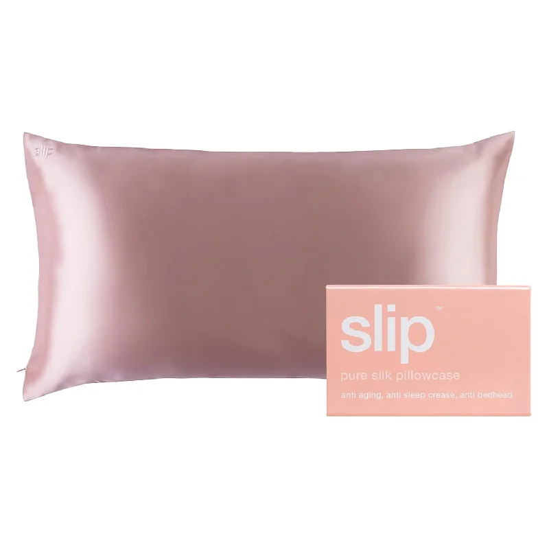 Pillow with limited edition-Silk King Pillowcase, Pink (20" X 36") - 100% Pure 22 Momme Mulberry Silk Pill