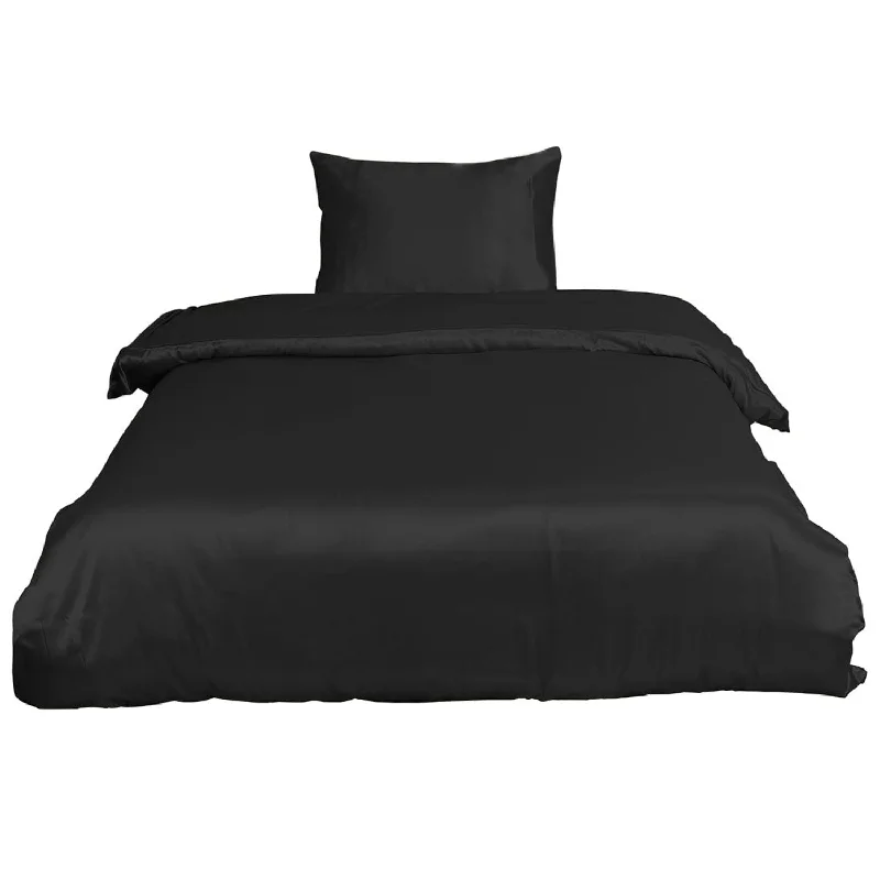 Pillow with wholesale benefits-Soft Silky Satin Solid Color 2-Piece Bedding Set - 1 Duvet Cover And 1 Pillow