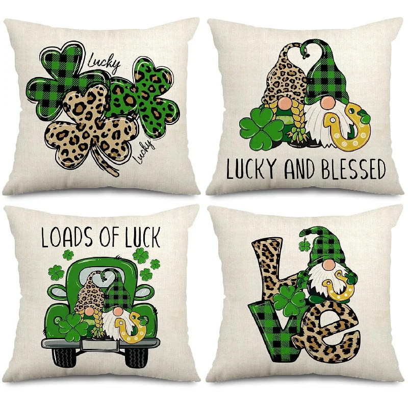 Pillow with custom benefits order-St. Patrick'S Day Pillow Covers Set Of 4 Irish Gnome Pillow Case 18 X 18 Lucky