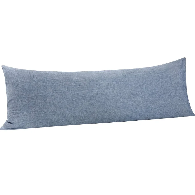 Pillow for neck relief-Stone Washed Cotton Body Pillow Cover, Reduces Allergies And Respiratory Irrit