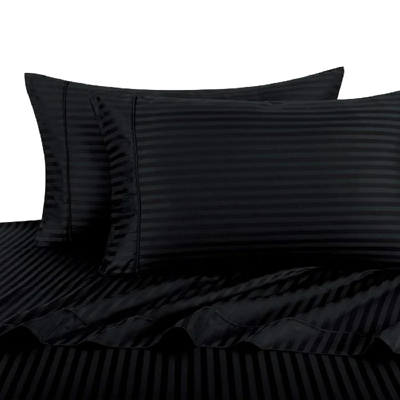 Pillow with firmness benefits-Stripe Black Standard Size Pillowcases, 2Pc Pillow Cases, 100% Cotton, 300 Thr