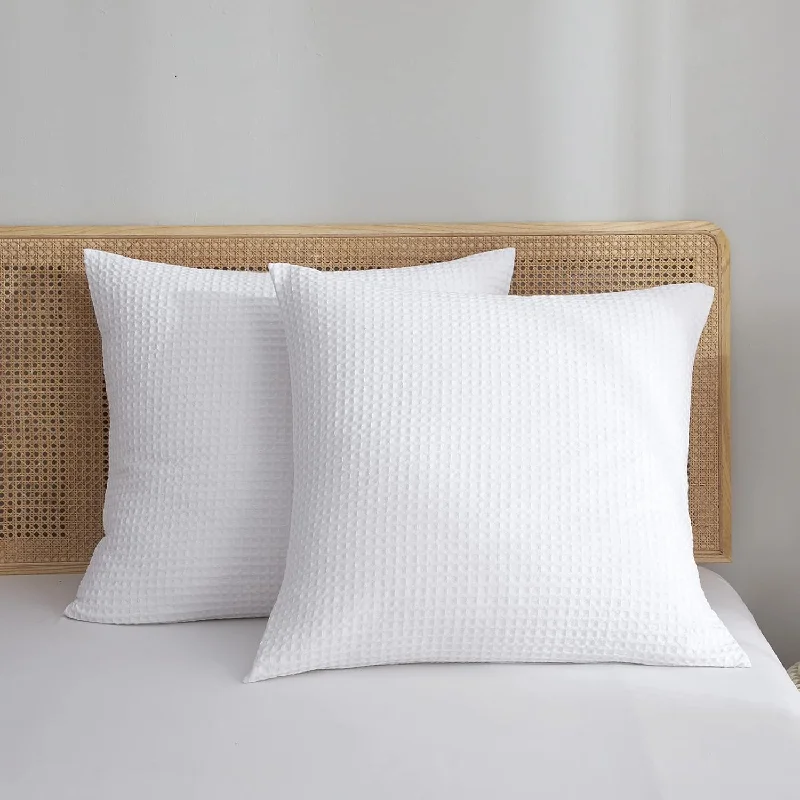 Pillow with custom shape-Ultra Soft Waffle Weave Euro Shams Pillow Covers 26" X 26" 2 Pack, No Insert,