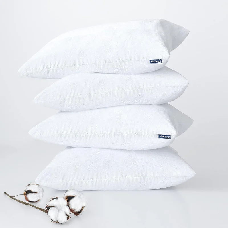 Pillow with durable stitching-Waterproof Zippered Pillow Protector, 4 Pack Standard Size 20 X 26 Inch Pillow