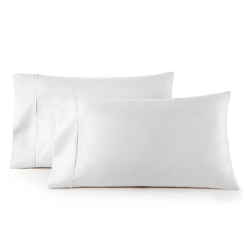 Pillow with pre-owned benefits-White Cotton Percale Pillow Cases Queen Size Set Of 2, 100% Long Staple Percal