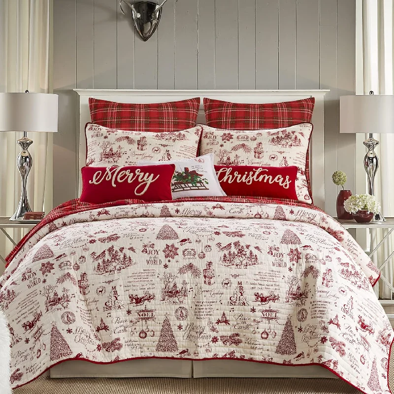 Pillow with firm filling-- Yuletide Quilt Set - King/Cal King Quilt (106X92In.) + Two King Pillow Shams