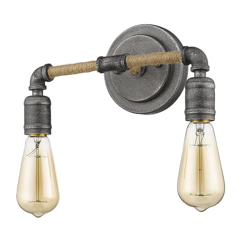 Two Light Industrial Textured Gray Wall Light