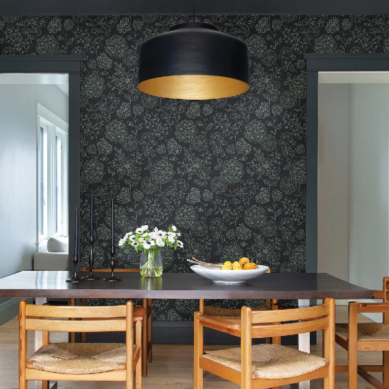 Best wallpaper with vibrant designs-Ada Charcoal Floral Wallpaper from the Scott Living II Collection