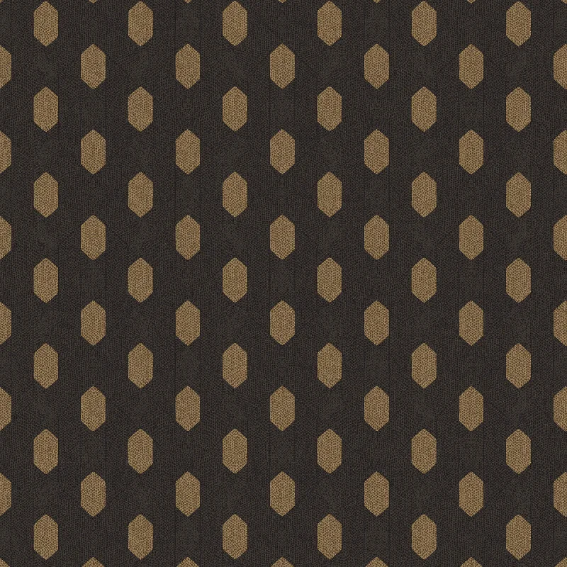 Cheap wallpaper with durability-Art Deco Style Geometric Motif Wallpaper in Black/Metallic/Brown from the Absolutely Chic Collection