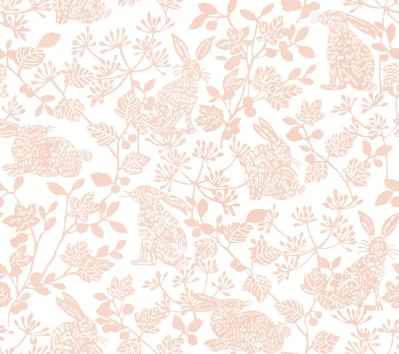 Top wallpaper for modern vibes-Botanical Bunnies Pink Peel & Stick Wallpaper