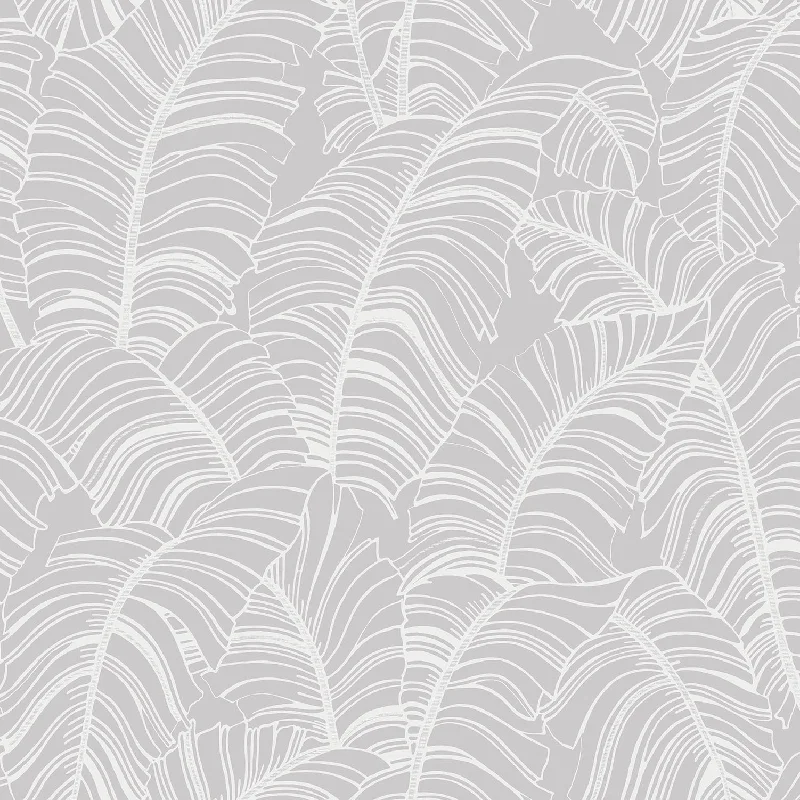 Durable wallpaper for hallways-Broadleaf Wallpaper in Light Grey from the Bazaar Collection