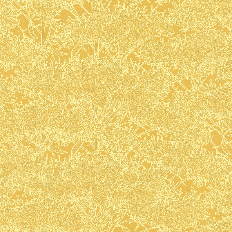 Textured wallpaper for kitchens-Cherry Blossom Motif Wallpaper in Yellow from the Absolutely Chic Collection