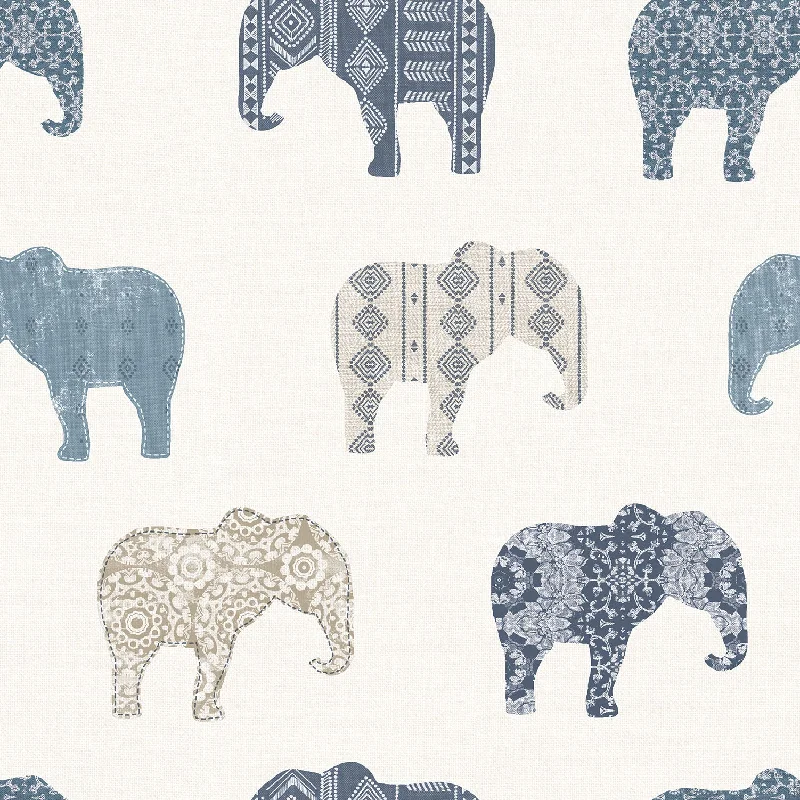 Best wallpaper for white tones-Elephant Blue Wallpaper from the Just 4 Kids 2 Collection