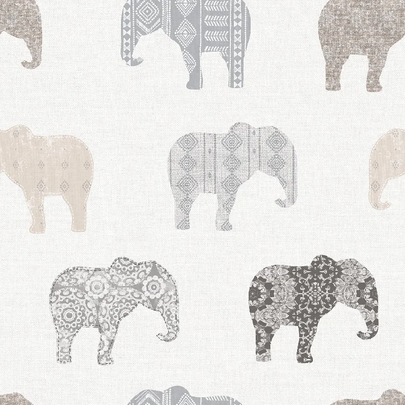 Cheap wallpaper with patterns-Elephant Neutral Wallpaper from the Just 4 Kids 2 Collection