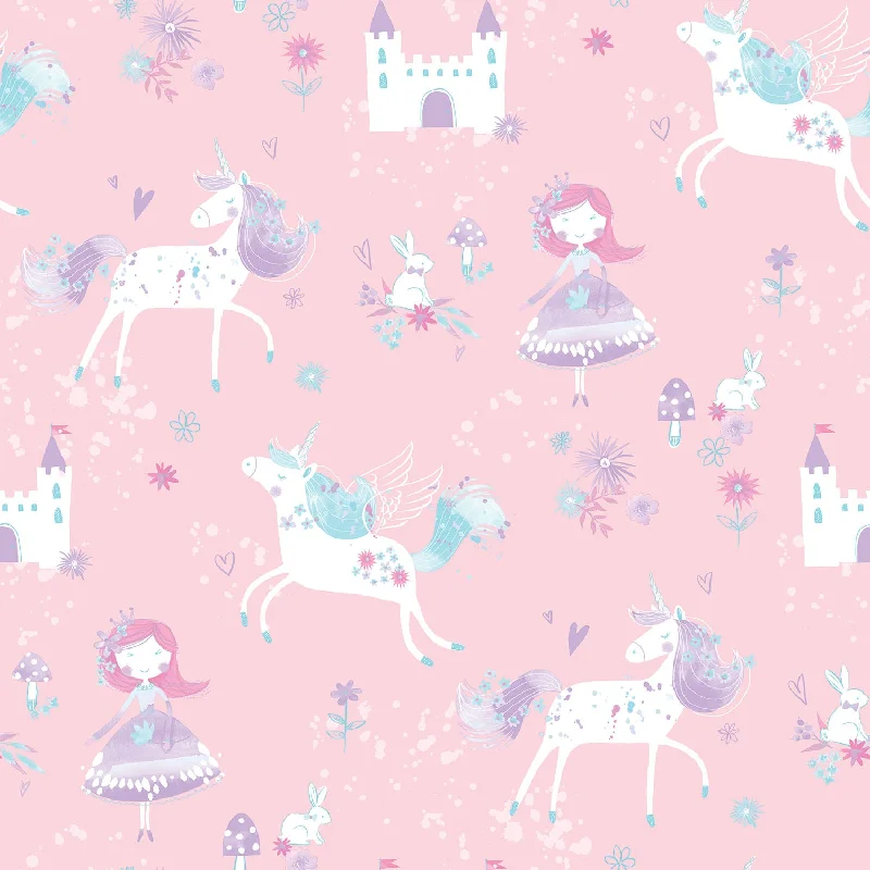 Wallpaper with subtle shine-Enchanted Pink Wallpaper from the Just 4 Kids 2 Collection