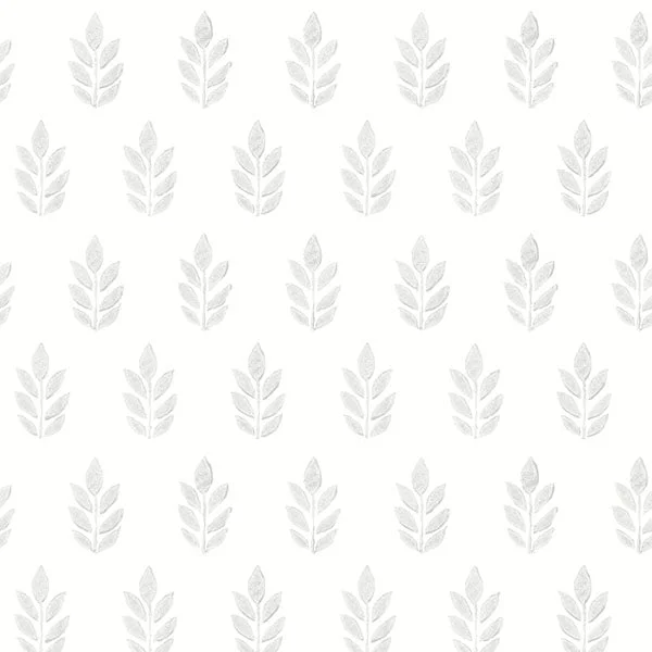 Best wallpaper for kids rooms-Ervic Light Grey Leaf Block Print Wallpaper from the Flora & Fauna Collection