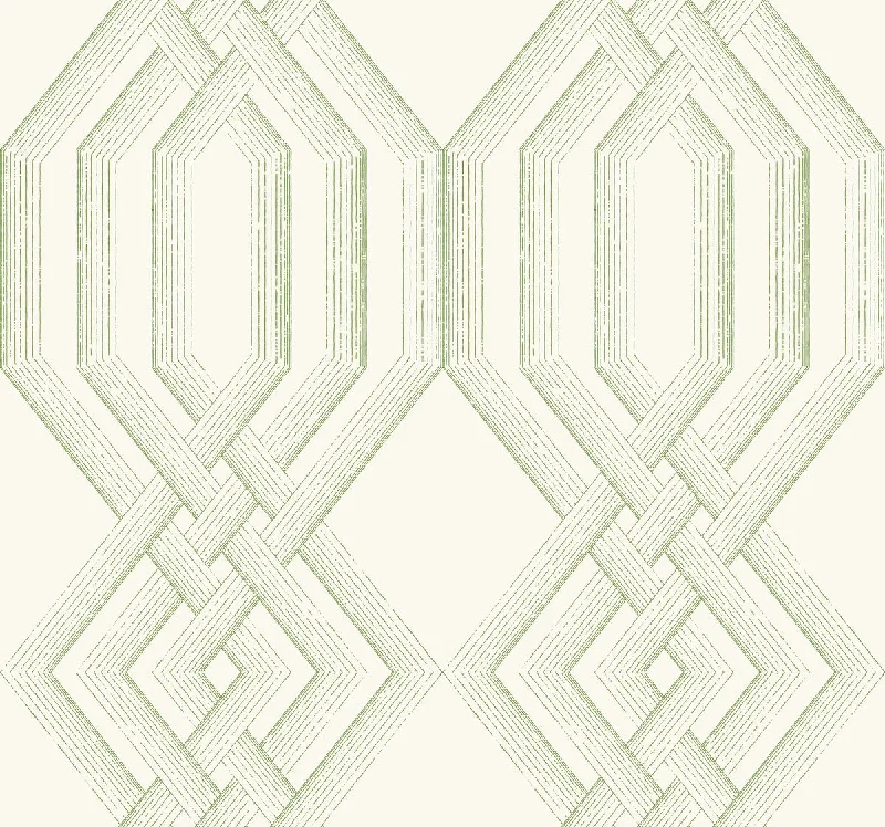 How to apply wallpaper evenly-Etched Lattice Wallpaper in Green from the Handpainted Traditionals Collection