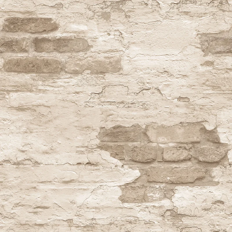 Wallpaper with glossy shine-Exposed Brick Beige Wallpaper from the Grunge Collection