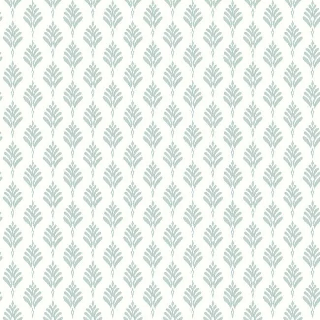 Lightweight wallpaper for ceilings-French Scallop Wallpaper in Mint from the Water's Edge Resource Library