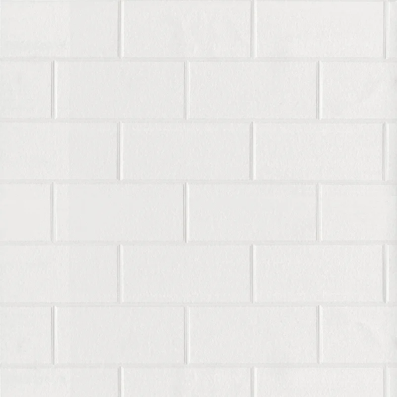 Durable wallpaper for kids rooms-Galley White Subway Tile Paintable Wallpaper by Brewster Home Fashions