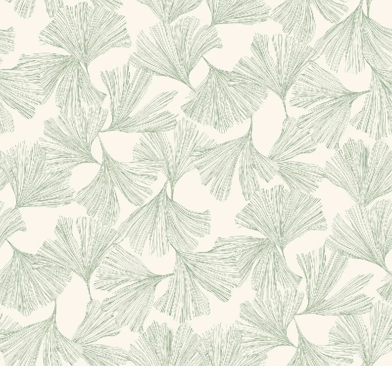 Luxury wallpaper for living rooms-Ginkgo Toss Wallpaper in Green