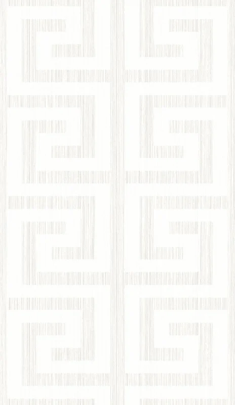 Wallpaper with tropical designs-Greek Key Wallpaper in Pearl and Ivory from the Essential Textures Collection