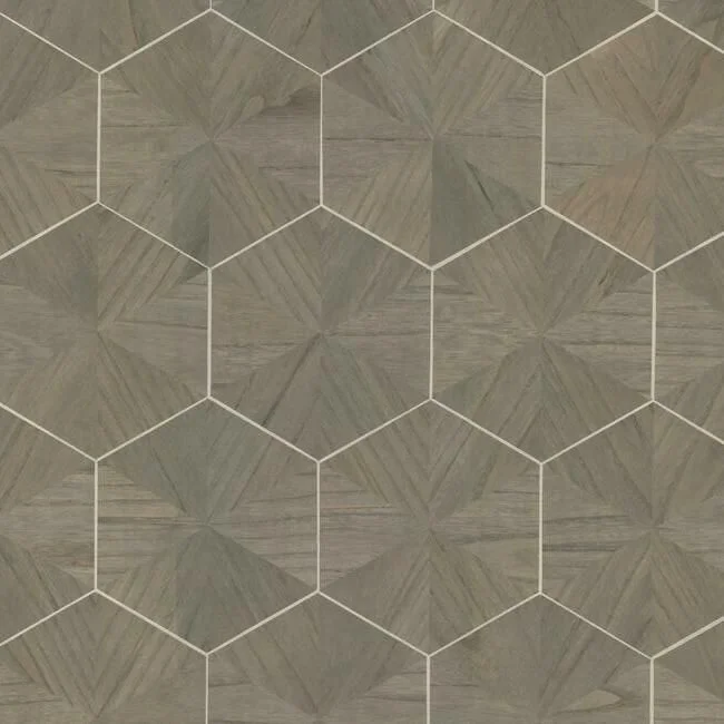 Top wallpaper for cozy rooms-Hexagram Wood Veneer Wallpaper in Brown from the Traveler Collection by Ronald Redding