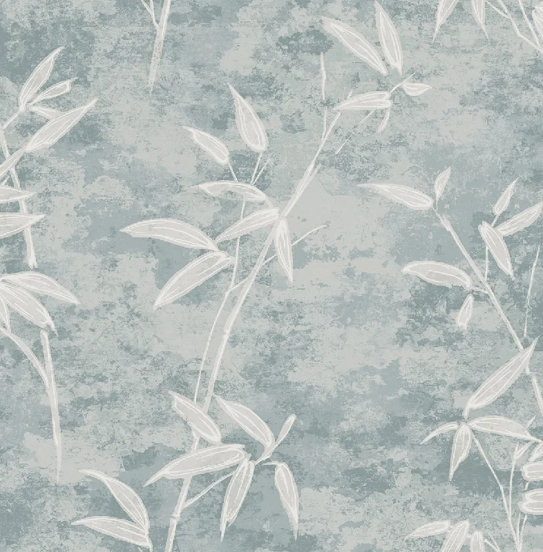 How to clean wallpaper marks-Honshu Bamboo Blue Smoke Wallpaper from the Japandi Style Collection