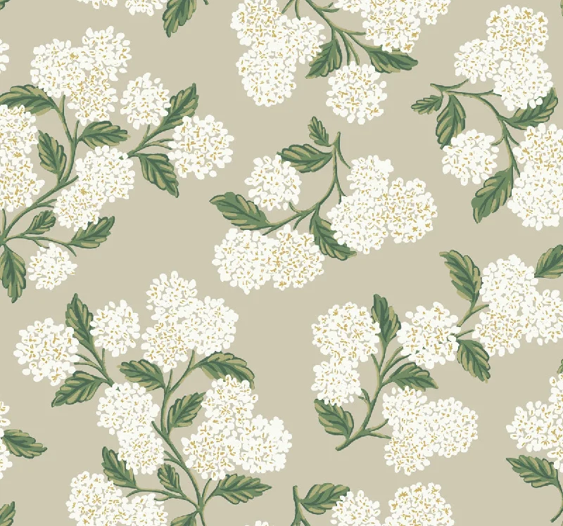 How to choose wallpaper colors-Hydrangea Wallpaper in Linen from the Rifle Paper Co. 2nd Edition