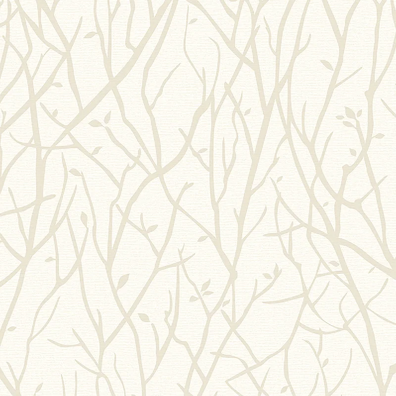 Textured wallpaper for kitchens-Kaden Ivory Branches Wallpaper from the Nature by Advantage Collection