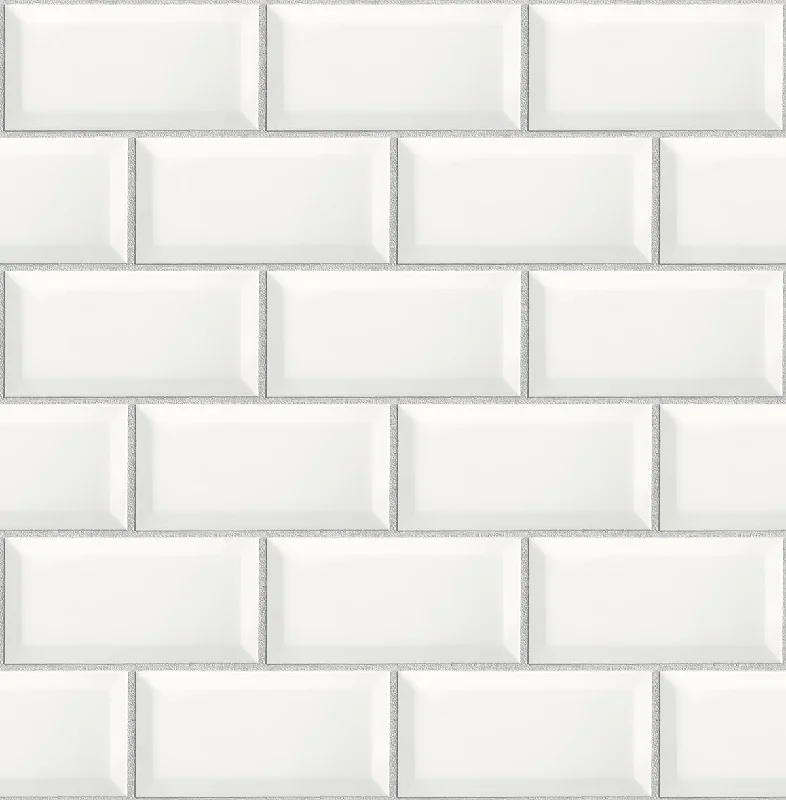 Top wallpaper for cozy vibes-Large Subway Tile Peel-and-Stick Wallpaper in Alabaster and Grey