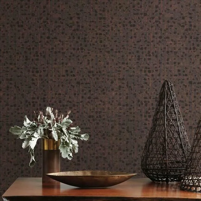 How to apply wallpaper cleanly-Leather Lux Wallpaper in Brown from the Traveler Collection by Ronald Redding