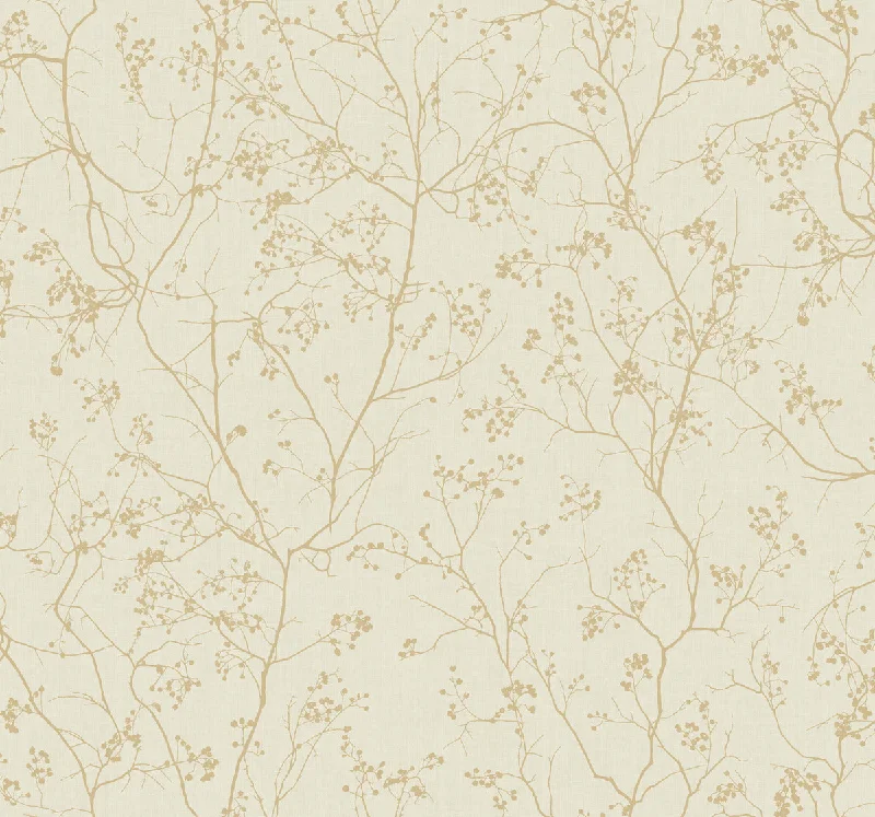 How to choose wallpaper for rooms-Luminous Branches Wallpaper in Cream/Gold