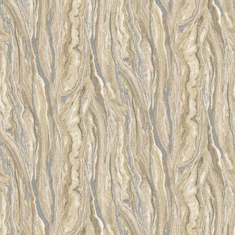 How to pick wallpaper colors-Marble Wallpaper in Gold/Silver/Cream from the ELLE Decoration Collection