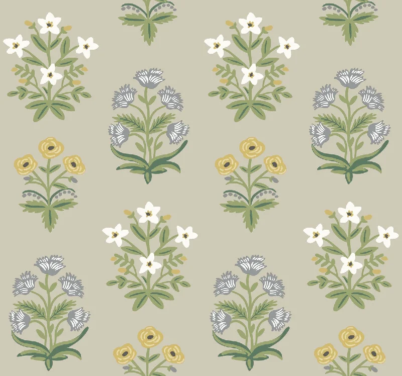 Top wallpaper for chic style-Mughal Rose Wallpaper in Linen from the Rifle Paper Co. 2nd Edition